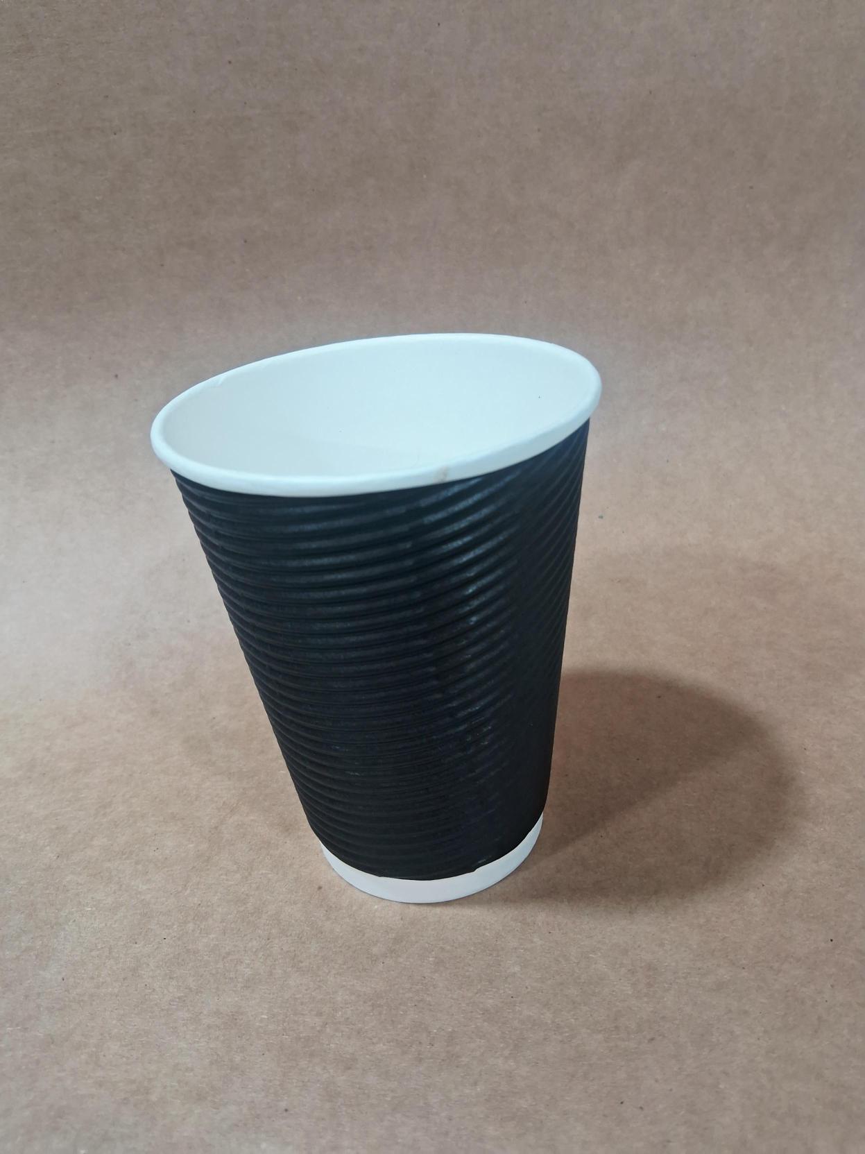 350 ml (12oz) Ripple Wall Paper Cup Black
